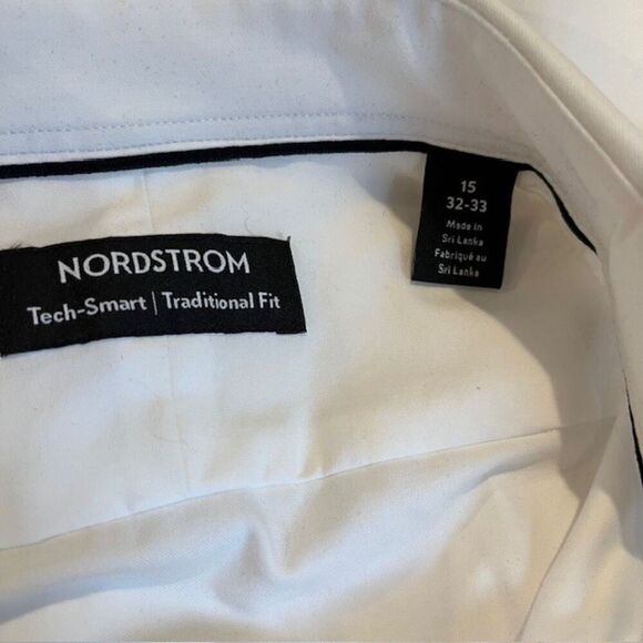 Nordstrom Tech-Smart Traditional Fit Coolmax White Dress Shirt Size 15 32-33 - Picture 5 of 8